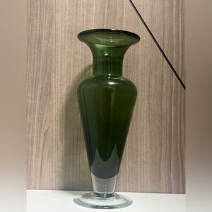 Green Glass Footed Vase